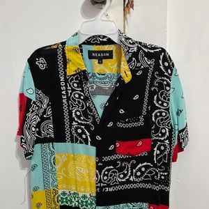 Reason Mens Short Sleeve Button Up